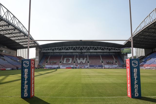 A general view of Brick Community Stadiumduring the Betfred Super League round 18 match Wigan Warriors vs Warrington Wolves at The Brick Community Stadium, Wigan, United Kingdom on 10 July 2026

(Photo by Mark Cosgrove/News Images)