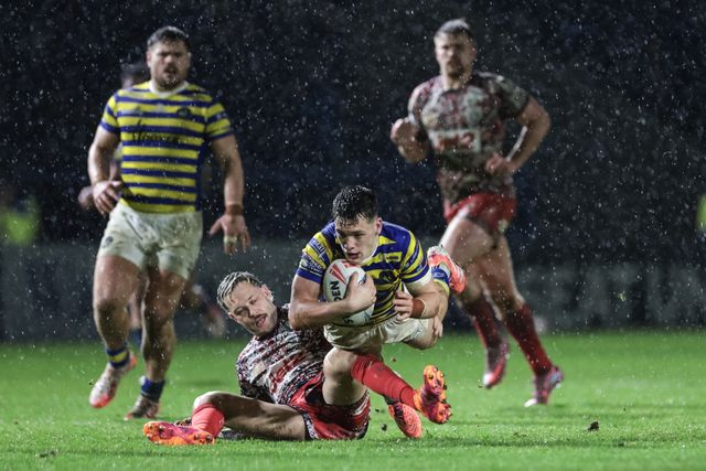 Josh Thewlis of Warrington Wolves in action during the Pre Season match Warrington Wolves vs Leigh Leopards at Halliwell Jones Stadium, Warrington, United Kingdom, 30th January 2026

(Photo by Mark Cosgrove/News Images)