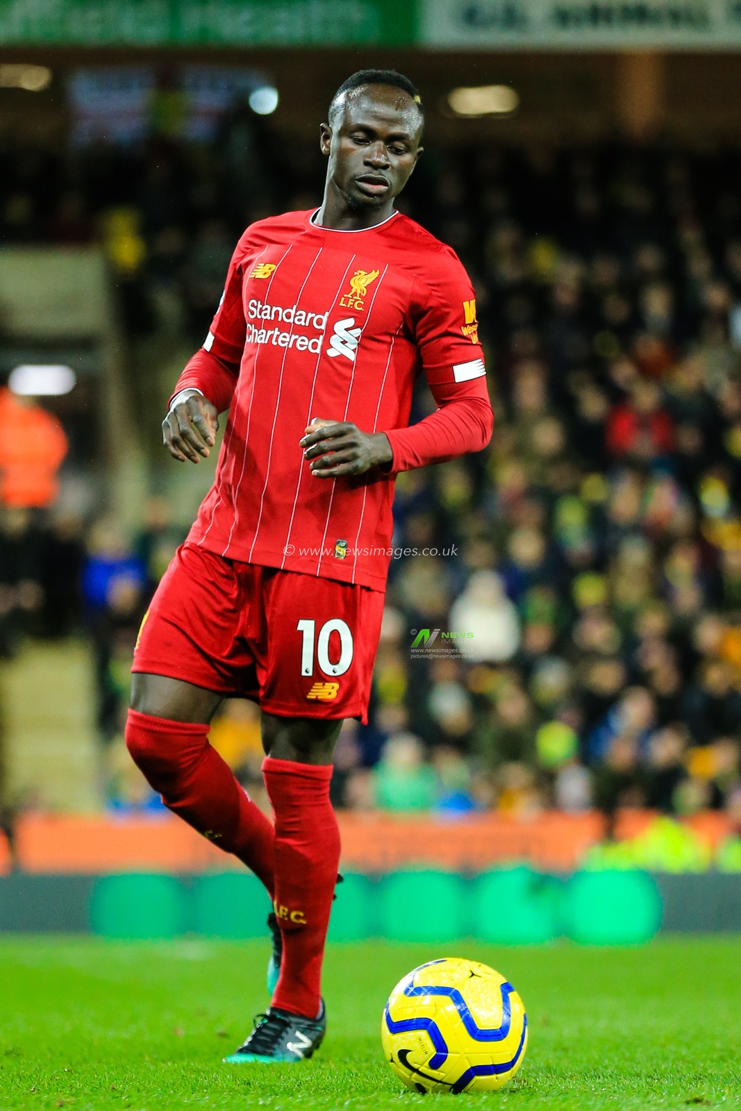15th February 2020, Carrow Road, Norwich, England; Premier League, Norwich City v Liverpool : Sadio Mane (10) of Liverpool with the ball