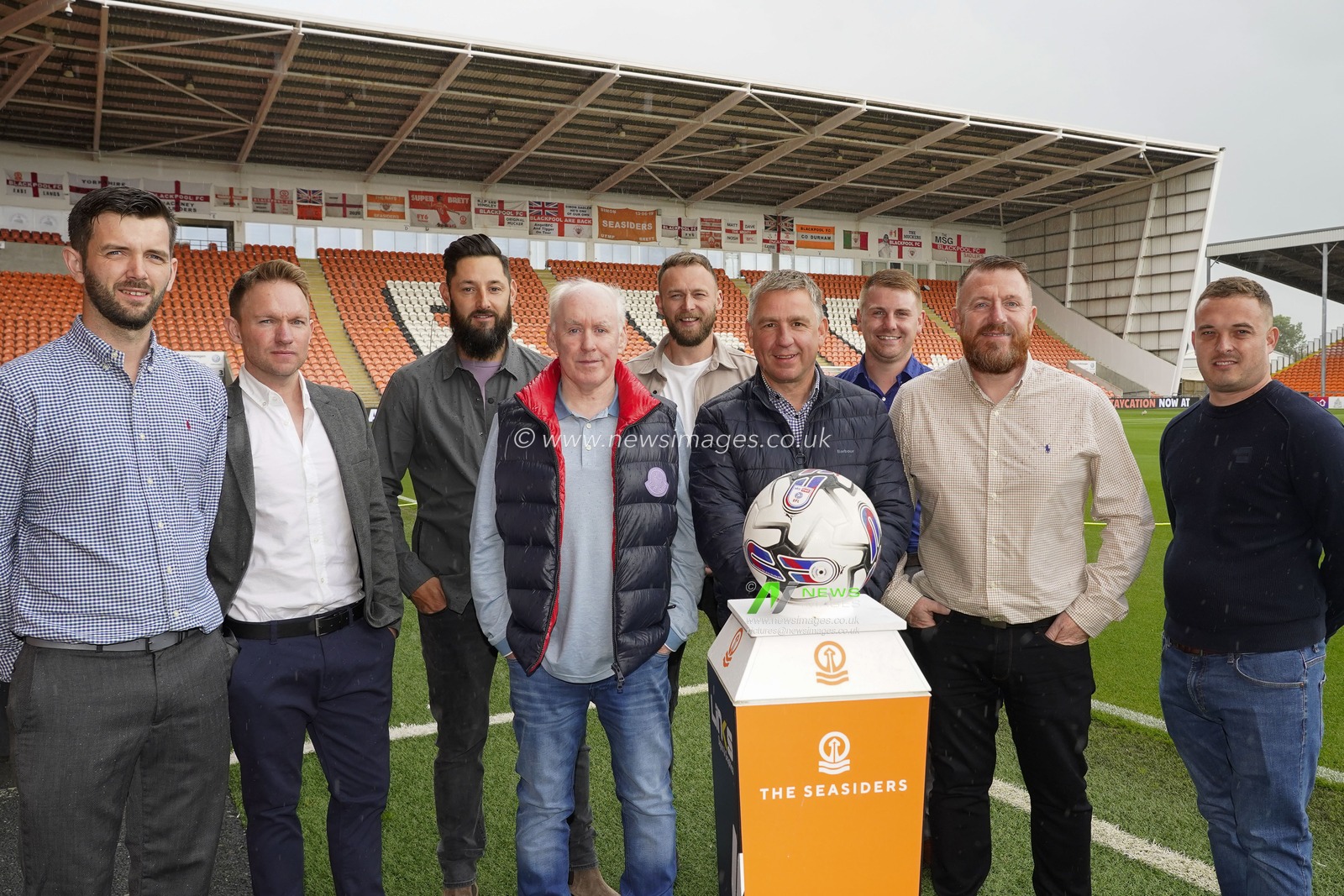 Blackpool FC match day sponsors before the Sky Bet League 1 match Blackpool vs Burton Albion at Bloomfield Road, Blackpool, United Kingdom, 5th August 2023

(Photo by Steve Flynn/News Images)