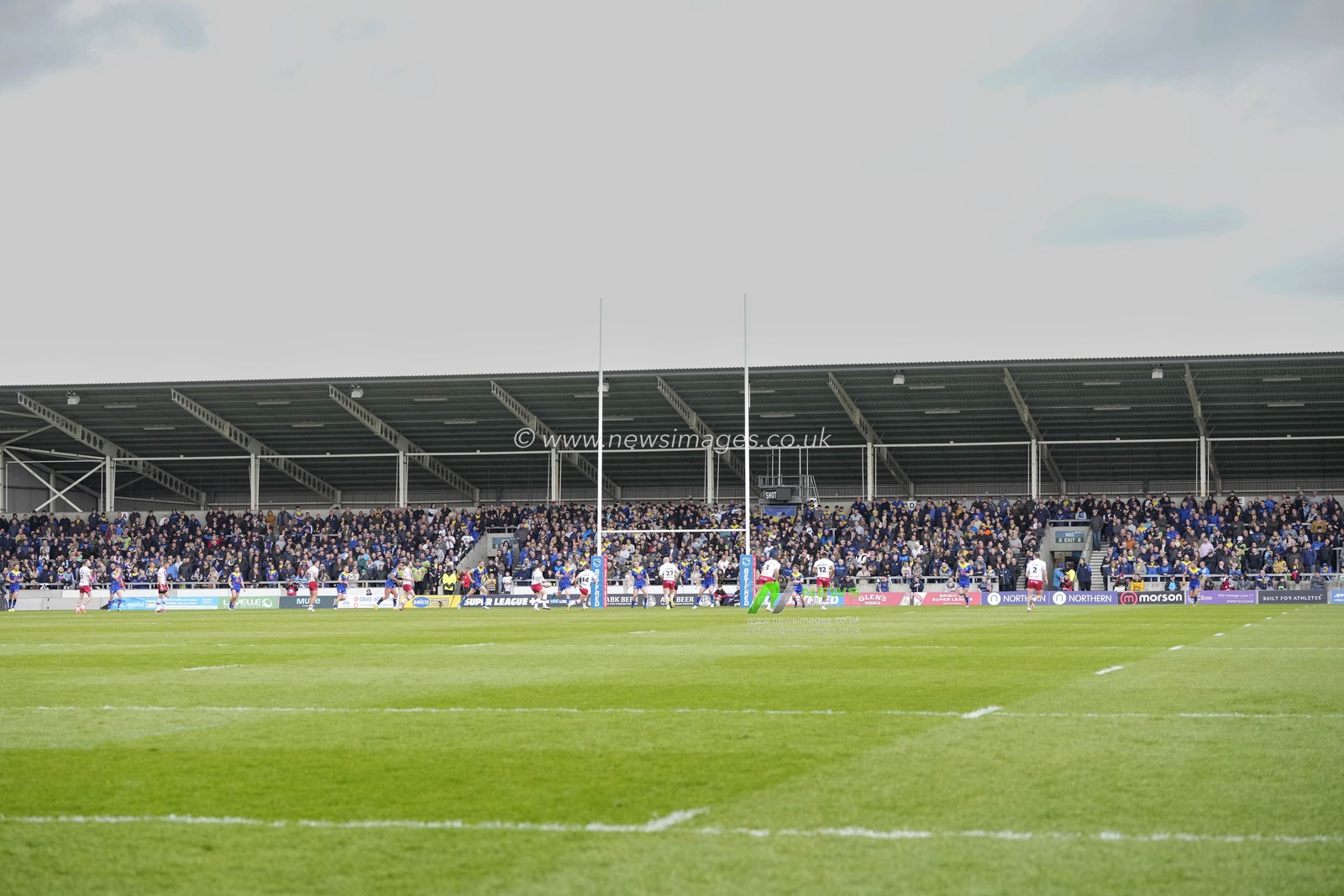 Warrington Wolves fans supported their team in numbers during the Betfred Super League Round 9 match Salford Red Devils vs Warrington Wolves at Salford Community Stadium, Eccles, United Kingdom, 27th April 2024

(Photo by Steve Flynn/News Images)