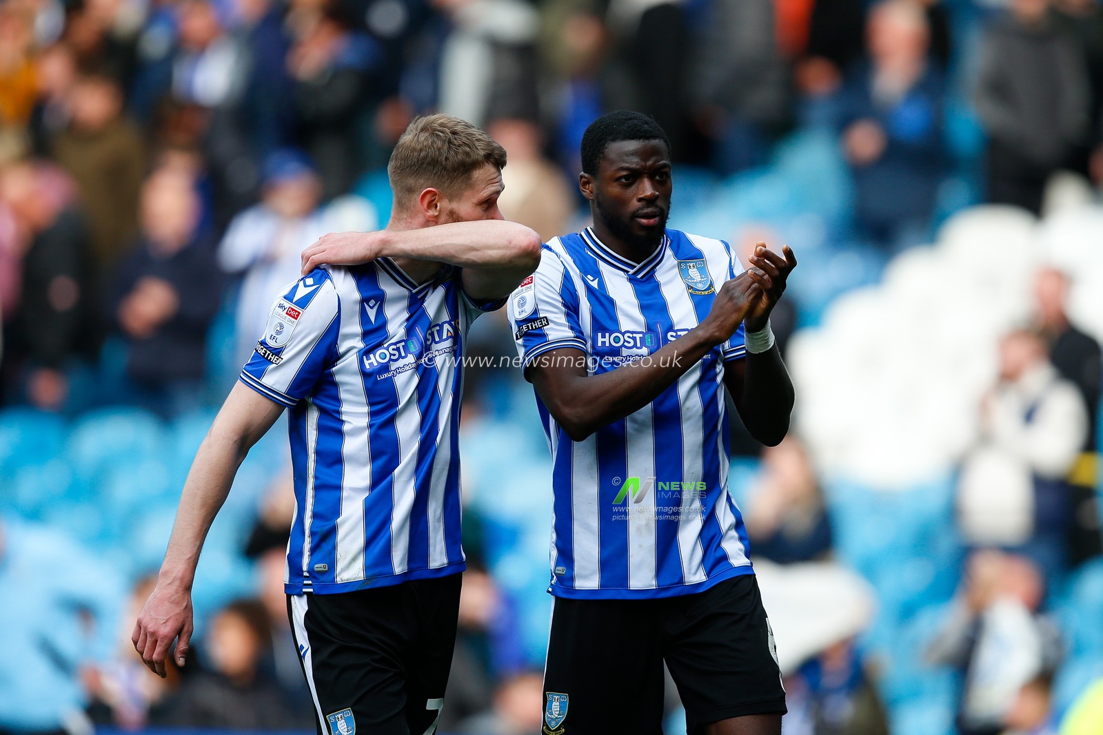 Michael Smith #24 of Sheffield Wednesday and Dominic Iorfa #6 of Sheffield Wednesday applaud fans after the Sky Bet League 1 match Sheffield Wednesday vs Exeter City at Hillsborough, Sheffield, United Kingdom, 22nd April 2023

(Photo by Ben Early/News Images)