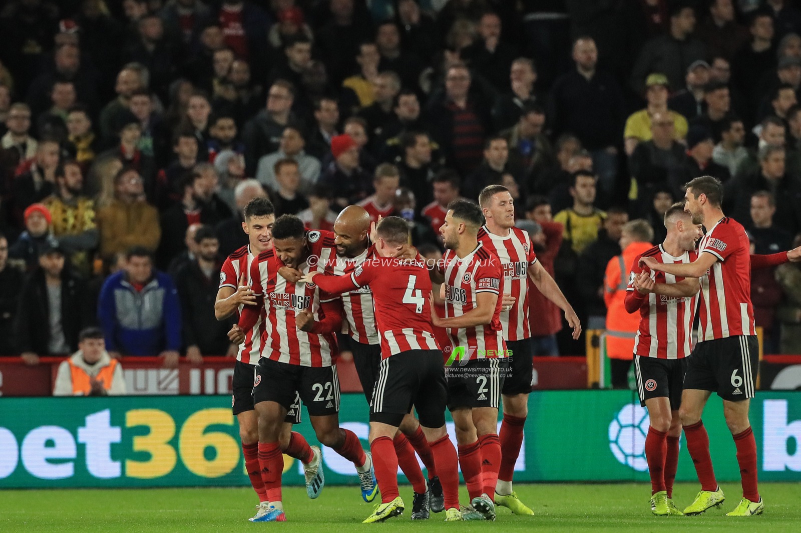 21st October 2019, Bramall Lane, Sheffield, England; Premier League, Sheffield United v Arsenal : Lys Mousset (22) of Sheffield United celebrates his goal to make it 1-0

Credit: Mark Cosgrove/News Images