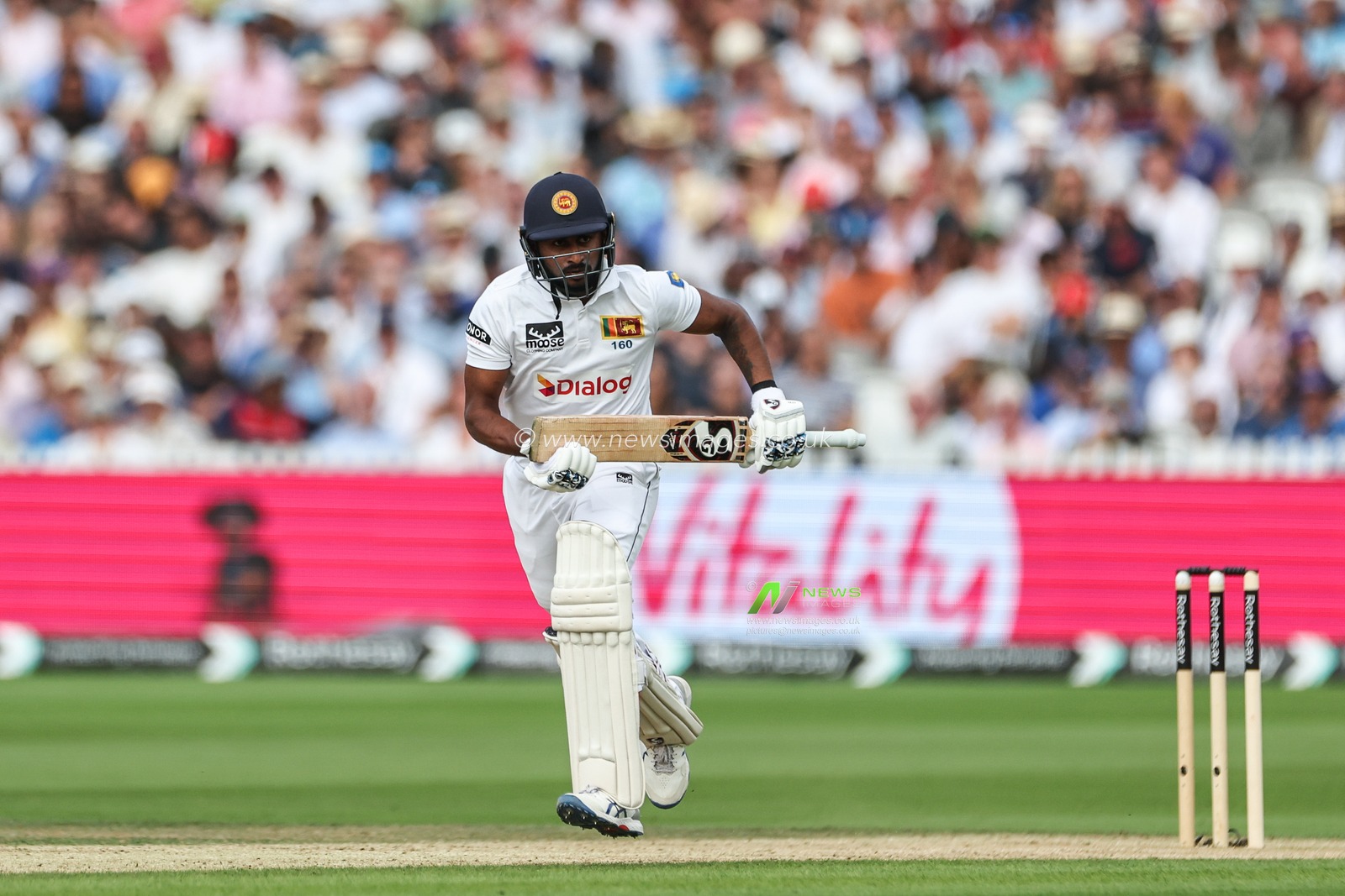 Kamindu Mendis of Sri Lanka makes one run during the England v Sri Lanka 2nd Rothesay Test Match Day 2 at Lords, London, United Kingdom, 30th August 2024

(Photo by Mark Cosgrove/News Images)