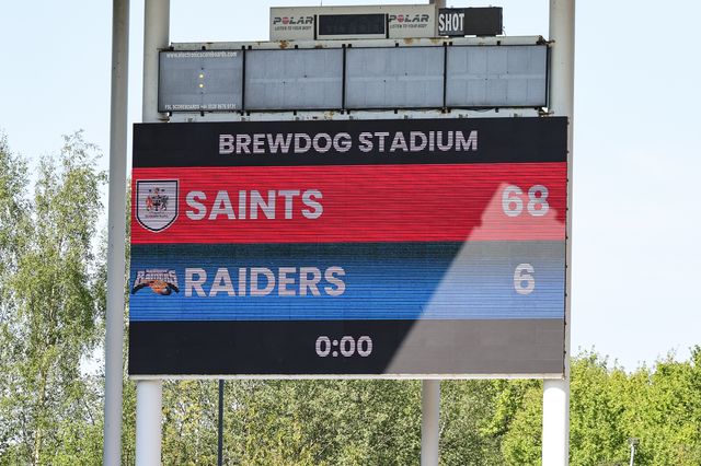 Final score Saints 68-6 Raiders during the Betfred Women's Challenge Cup Quarter Final match St Helens vs Barrow Raiders at The BrewDog Stadium, St Helens, United Kingdom on 25 April 2026

(Photo by Mark Cosgrove/News Images)