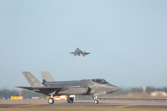 A USAF F35 assigned to the 48th Fighter Wing conduct a combat readiness exercise at RAF Lakenheath, Lakenheath, United Kingdom, 28th August 2025

(Photo by Seth Rose/News Images)