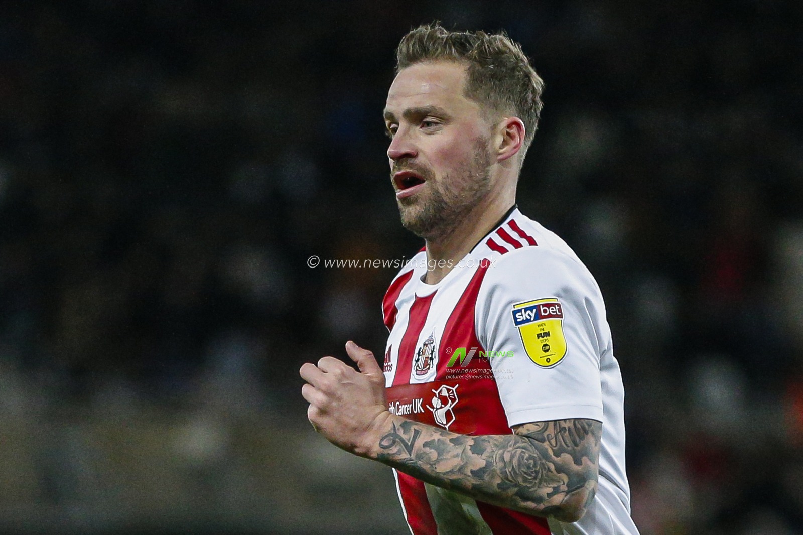 25th February 2020, Stadium Of Light, Sunderland, England; Sky Bet League 1, Sunderland v Fleetwood Town : Chris Maguire (7) of Sunderland in action