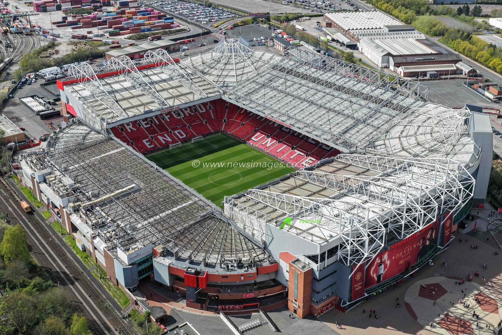An aerial view of Old Trafford during the Premier League match Manchester United vs Leeds United at Old Trafford, Manchester, United Kingdom on 13 April 2026

(Photo by Mark Cosgrove/News Images)