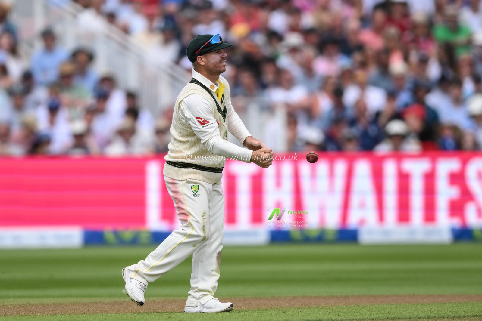 David Warner of Australia fields the ball during the LV= Insurance Ashes Test Series Day 4 match England vs Australia at Edgbaston, Birmingham, United Kingdom, 19th June 2023

(Photo by Craig Thomas/News Images)