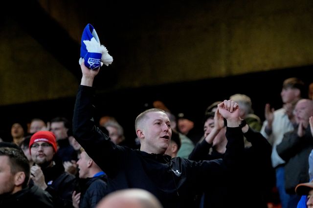 Blackburn fans celebrate Yuki Ohashi of Blackburn Rovers scoring his goal to make it  0-1 during the Sky Bet Championship match Sheffield United vs Blackburn Rovers at Bramall Lane, Sheffield, United Kingdom on 22 April 2026

(Photo by Maynard Manyowa/News Images)