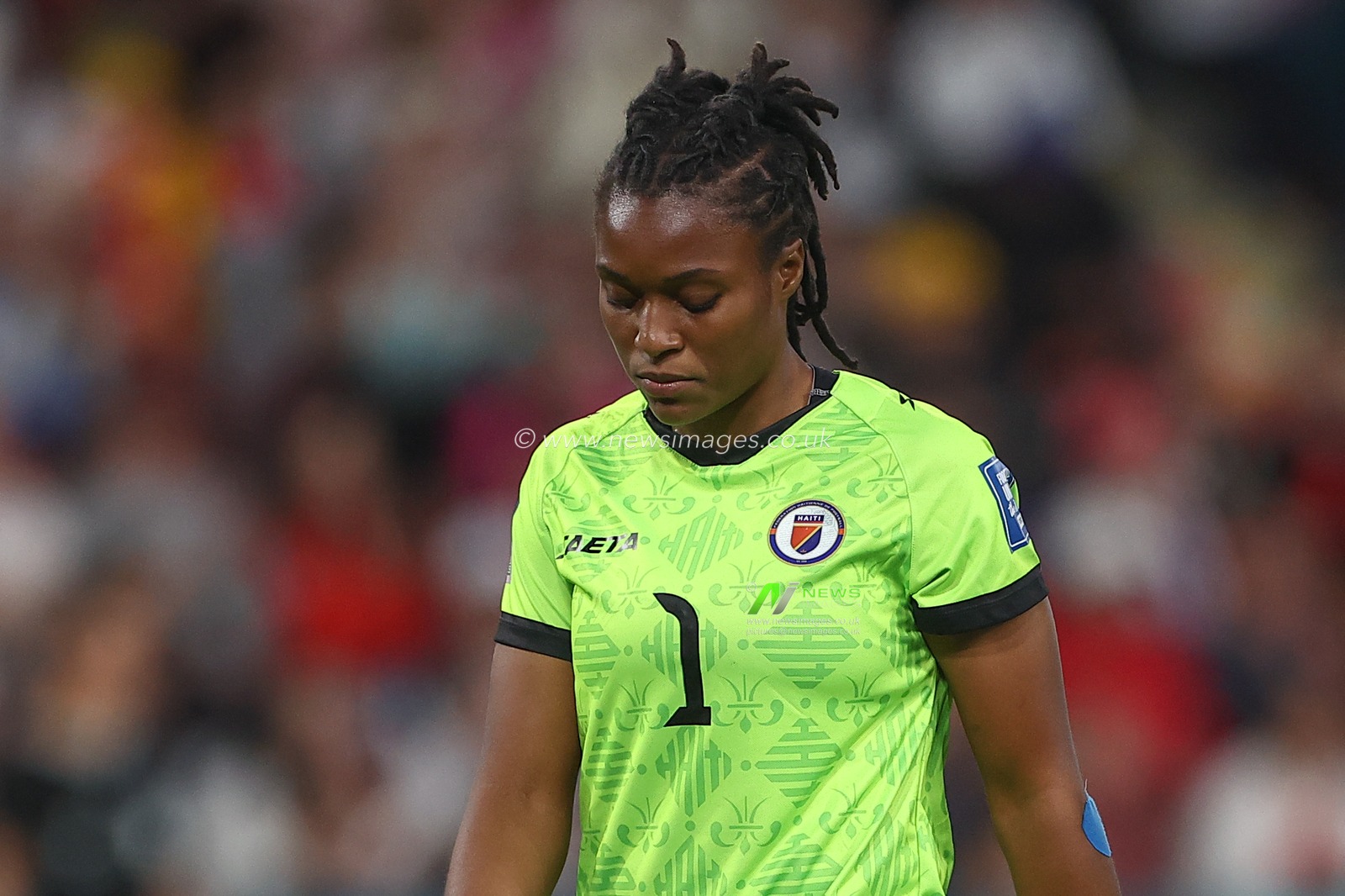 Kerly ThÃ©us #1 of Haiti after England win 1-0 during the FIFA Women's World Cup 2023 Group D England Women vs Haiti Women at Suncorp Stadium, Brisbane, Australia, 22nd July 2023

(Photo by Patrick Hoelscher/News Images)