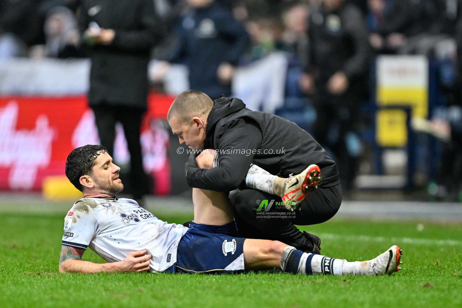 Robbie Brady of Preston North End goes down with an injury, during the Sky Bet Championship match Preston North End vs Blackburn Rovers at Deepdale, Preston, United Kingdom, 17th February 2024

(Photo by Cody Froggatt/News Images)