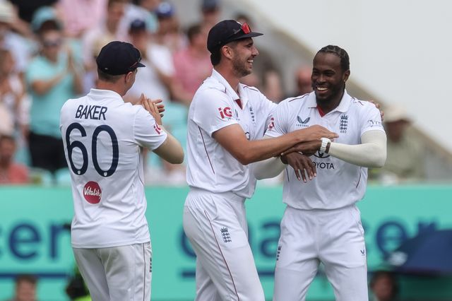 Jofra Archer of England celebrates the wicket of  Henry Nicholls of New Zealand during the 2nd Rothesay Test Match Day 4 match England vs New Zealand at The Kia Oval, London, United Kingdom on 20 June 2026

(Photo by Mark Cosgrove/News Images)