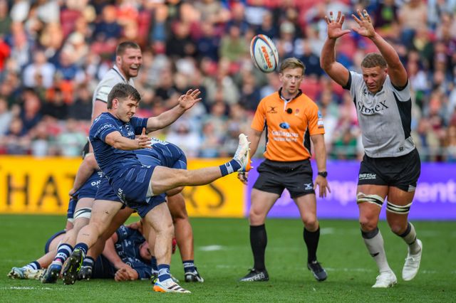 Harry Randall of Bristol Bears box kicks from the back of a ruck during the Gallagher PREM match Bristol Bears vs Saracens at Ashton Gate, Bristol, United Kingdom on 09 May 2026

(Photo by Alex Williamson/News Images)