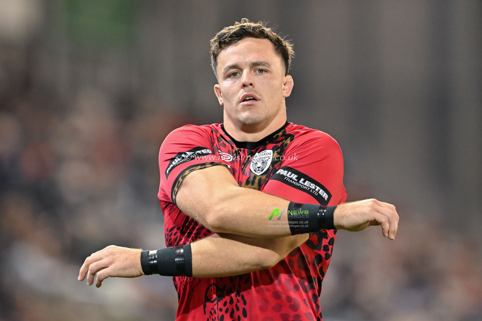 Kai Oâ€™Donnell of Leigh Leopards warms up ahead of the Betfred Super League Round 27 match Leigh Leopards vs St Helens at Leigh Sports Village, Leigh, United Kingdom, 20th September 2024

(Photo by Cody Froggatt/News Images)