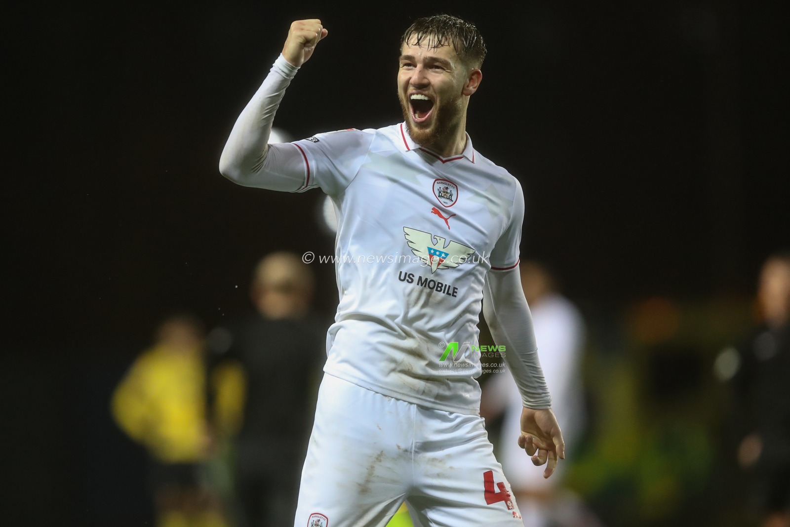 John Mcatee of Barnsley punches the air after Barnsley win 0-1 during the Sky Bet League 1 match Oxford United vs Barnsley at Kassam Stadium, Oxford, United Kingdom, 23rd January 2024

(Photo by Alfie Cosgrove/News Images)
