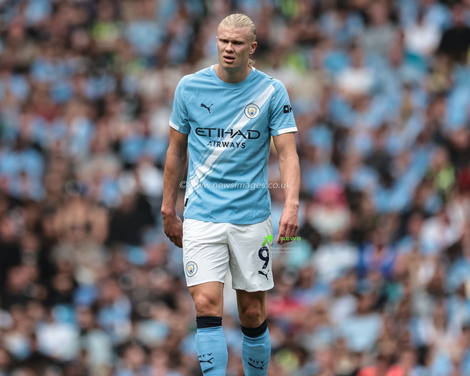 Erling Haaland of Manchester City during the Premier League match Manchester City vs Tottenham Hotspur at Etihad Stadium, Manchester, United Kingdom, 23rd August 2025

(Photo by Mark Cosgrove/News Images)