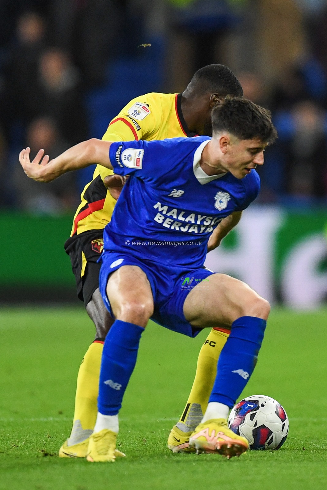 Callum O'Dowda #11 of Cardiff City  takes on Ken Sema #12 of Watford during the Sky Bet Championship match Cardiff City vs Watford at Cardiff City Stadium, Cardiff, United Kingdom, 2nd November 2022

(Photo by Mike Jones/News Images)