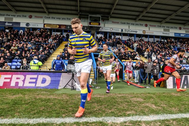 George Williams of Warrington Wolves comes out for the game during the Betfred Super League round 7 match Warrington Wolves vs Leigh Leopards at The Halliwell Jones Stadium, Warrington, United Kingdom on 04 April 2026

(Photo by Alfie Cosgrove/News Images)
