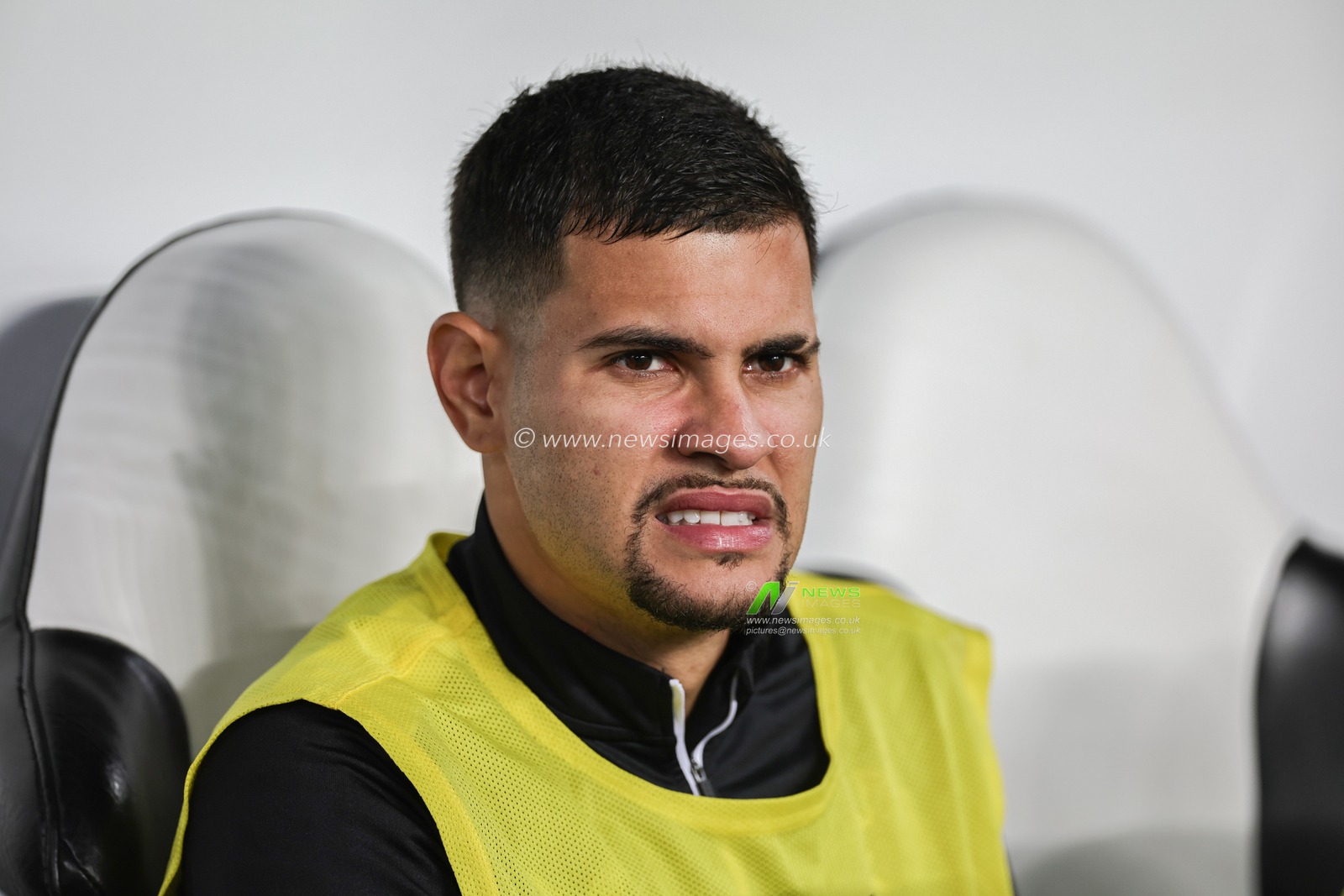 Bruno GuimarÃ£es #39 of Newcastle United on the bench during the Carabao Cup Third Round match Newcastle United vs Manchester City at St. James's Park, Newcastle, United Kingdom, 27th September 2023

(Photo by Mark Cosgrove/News Images)
