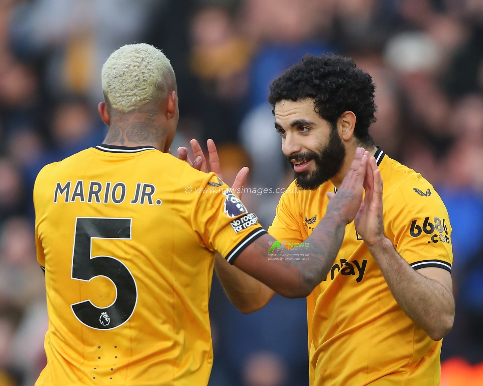 Rayan AÃ¯t-Nouri of Wolverhampton Wanderers celebrates his goal to make it 1-0 Wolverhampton Wanderer, during the Premier League match Wolverhampton Wanderers vs Fulham at Molineux, Wolverhampton, United Kingdom, 9th March 2024

(Photo by Gareth Evans/News Images)