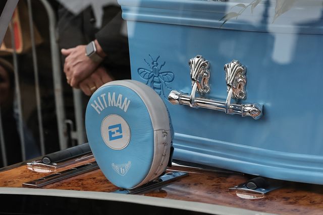 Richard John Hatton MBEâ€™s coffin is placed in the hearse after his funeral service has been conducted during Ricky Hatton' Funeral at Manchester Cathedral, Manchester, United Kingdom, 10th October 2025

(Photo by Mark Cosgrove/News Images)