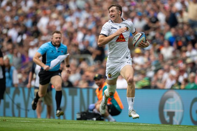 Campbell Ridl of Exeter Chiefs makes a break to score Exeter’s first try during the Gallagher PREM Final match Northampton Saints vs Exeter Chiefs at Allianz Stadium, Twickenham, United Kingdom on 20 June 2026.

(Photo by Alex Williamson/News Images)