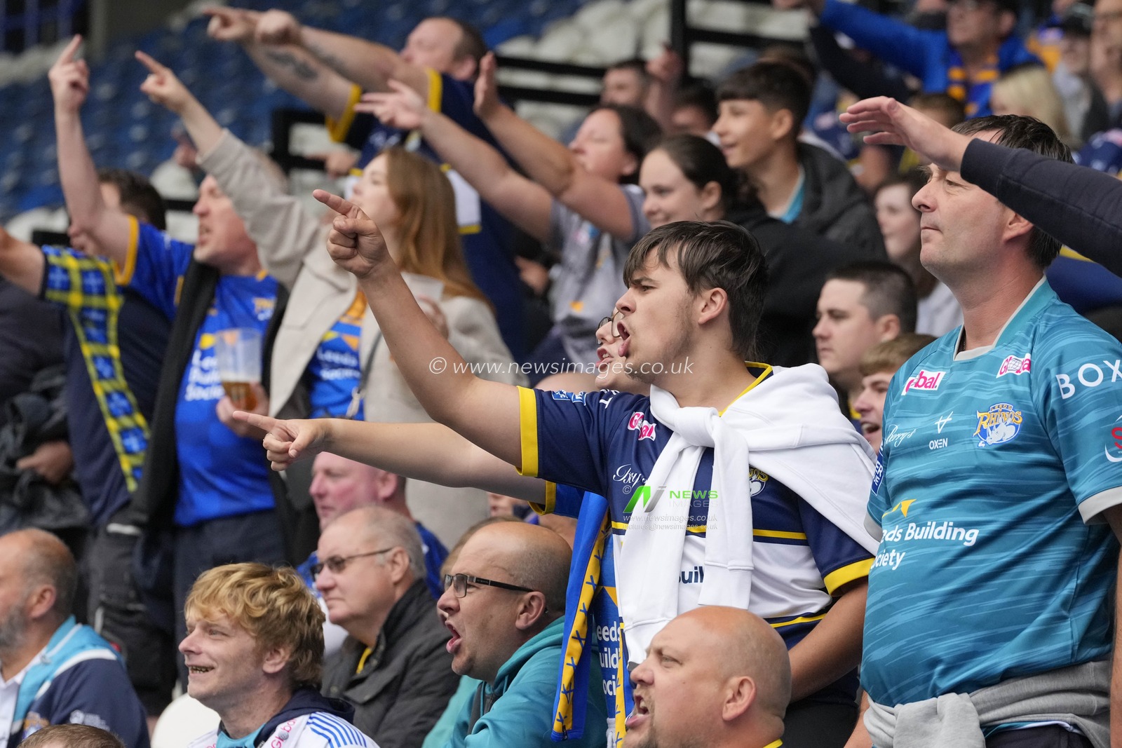 Leeds Rhinos fans during the Betfred Super League Round 23 match Huddersfield Giants vs Leeds Rhinos at John Smith's Stadium, Huddersfield, United Kingdom, 27th August 2023

(Photo by Steve Flynn/News Images)