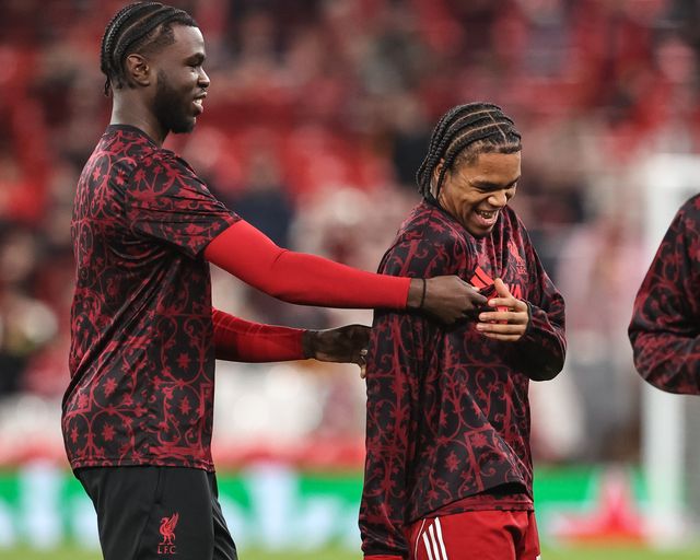 Rio Ngumoha of Liverpool in the pregame warmup session during the UEFA Champions League last 16 second leg match Liverpool vs Galatasaray at Anfield, Liverpool, United Kingdom on 18 March 2026

(Photo by Alfie Cosgrove/News Images)
