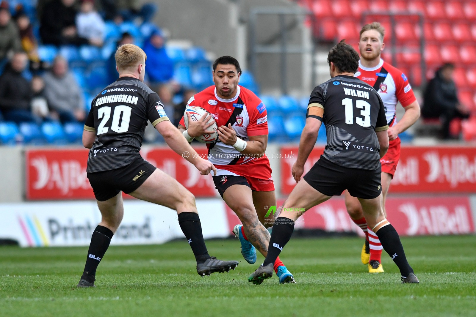 8th February 2020, AJ Bell Stadium, Eccles, England; Betfred Super League, Salford Red Devils v Toronto Wolfpack : Ken Sio (23) of Salford Red Devils begins an attacking move