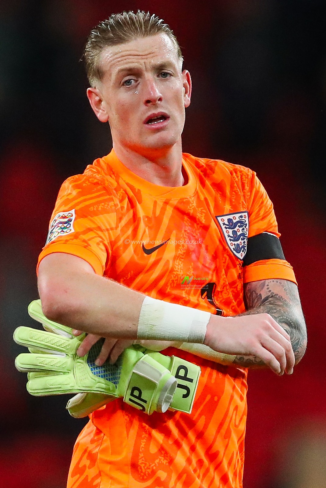Jordan Pickford of England looks dejected after the teams defeat following the UEFA Nations League - League B - Group B2 - match England vs Greece at Wembley Stadium, London, United Kingdom, 10th October 2024

(Photo by Gareth Evans/News Images)