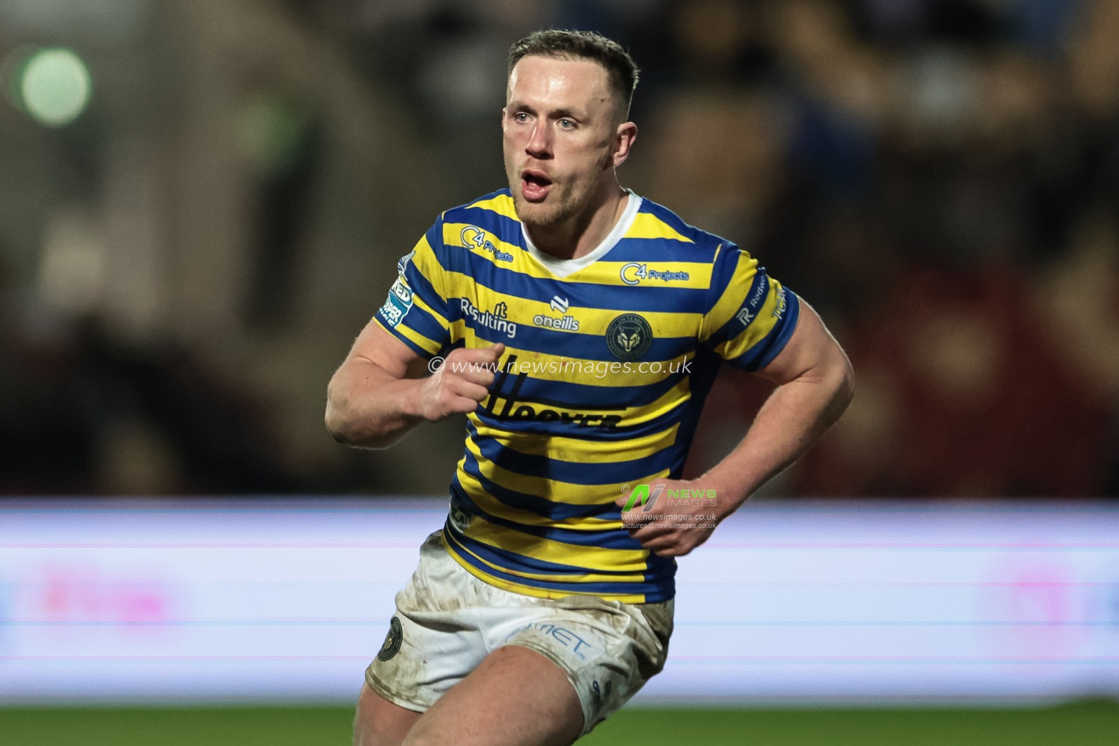 Ben Currie of Warrington Wolves in action during the Betfred Super League Round 4 match York Knights vs Warrington Wolves at LNER Community Stadium, York, United Kingdom on 06 March 2026

(Photo by Mark Cosgrove/News Images)