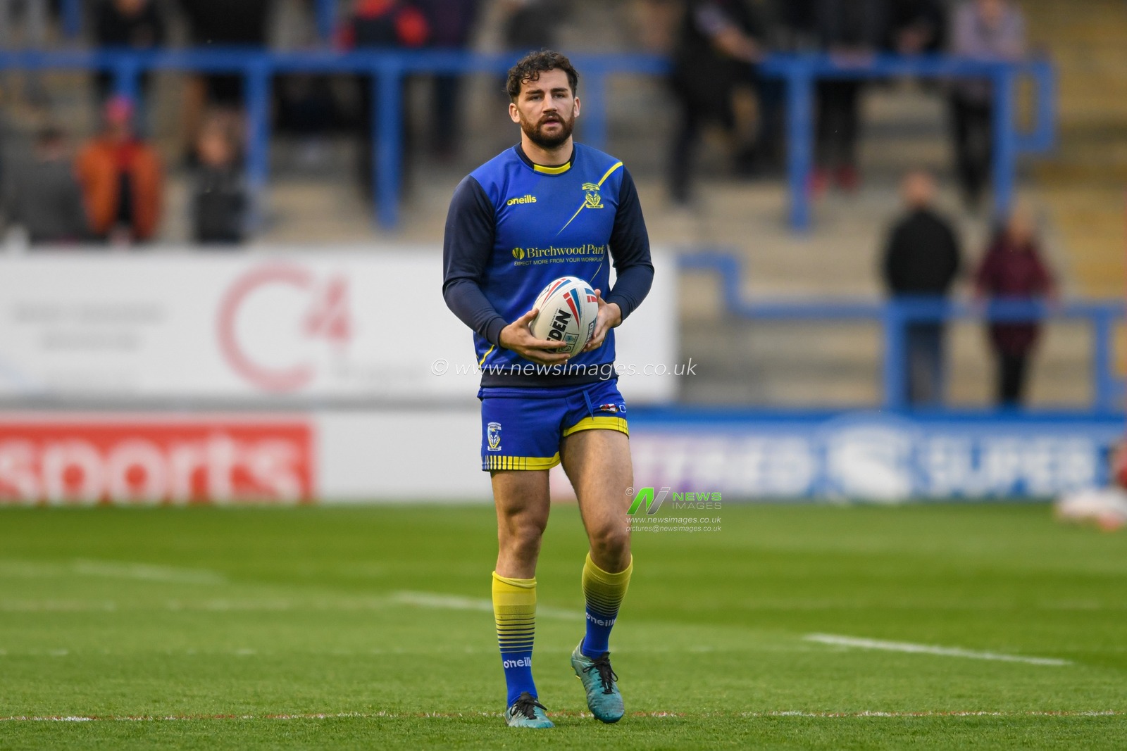 Toby King #4 of Warrington Wolves during the warm up
