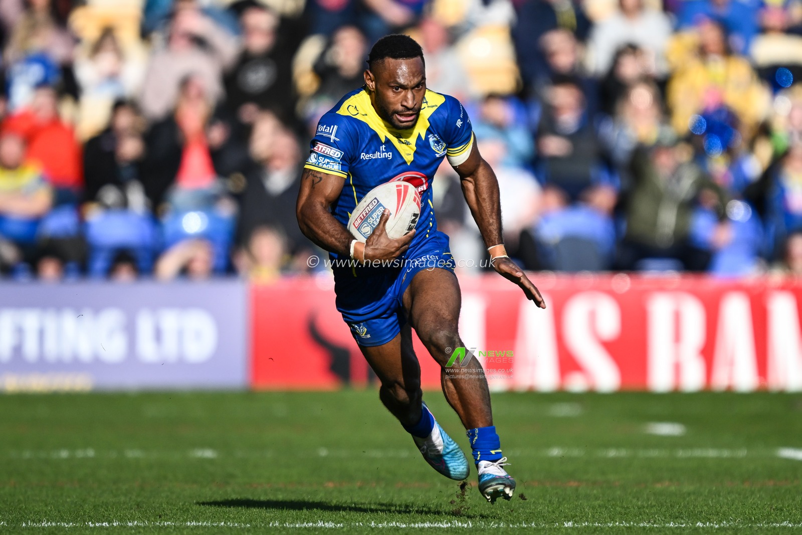 Rodrick Tai of Warrington Wolves makes a break during the Betfred Super League match Warrington Wolves vs Catalans Dragons at Halliwell Jones Stadium, Warrington, United Kingdom, 30th March 2024

(Photo by Craig Thomas/News Images)