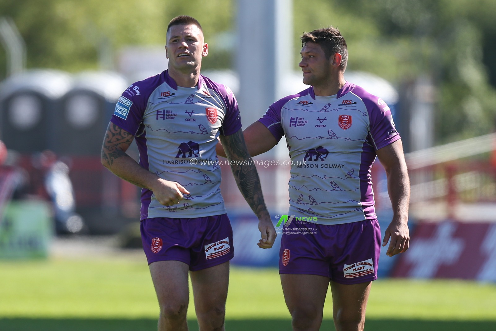 Shaun Kenny-Dowall (4) and Ryan Hall (5) of Hull KR after the final whistle