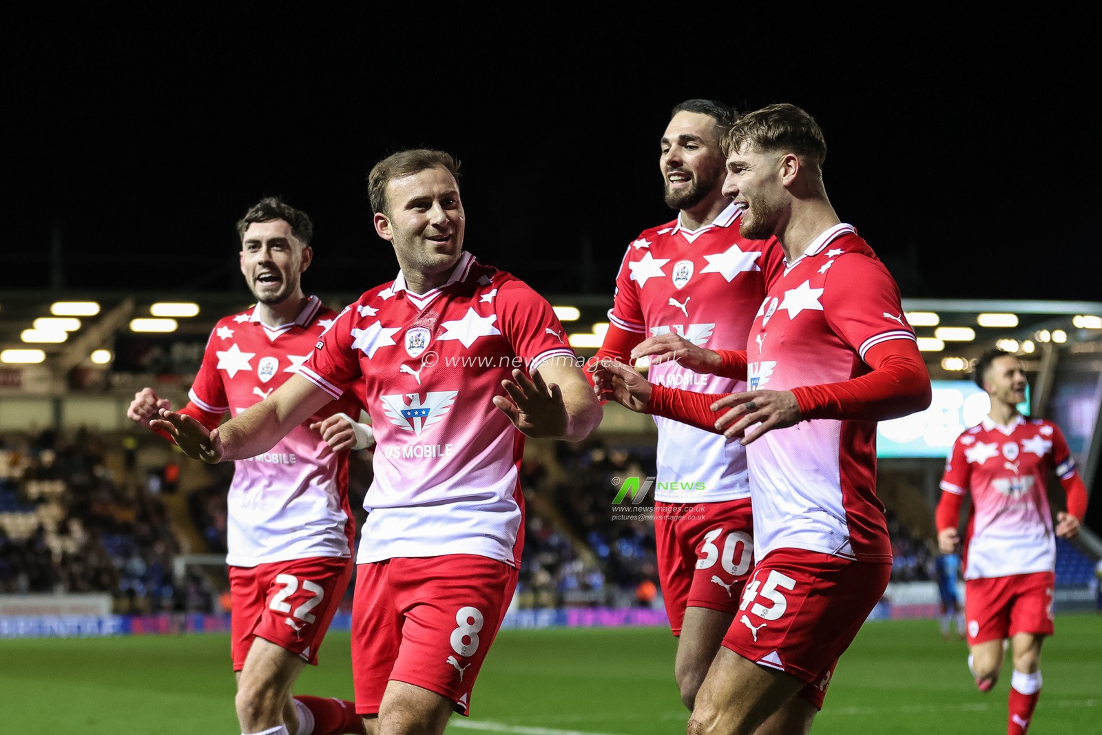 Herbie Kane #8 of Barnsley celebrates his goal to make it 0-1 during the Sky Bet League 1 match Peterborough United vs Barnsley at Weston Homes Stadium, Peterborough, United Kingdom, 29th December 2023

(Photo by Mark Cosgrove/News Images)