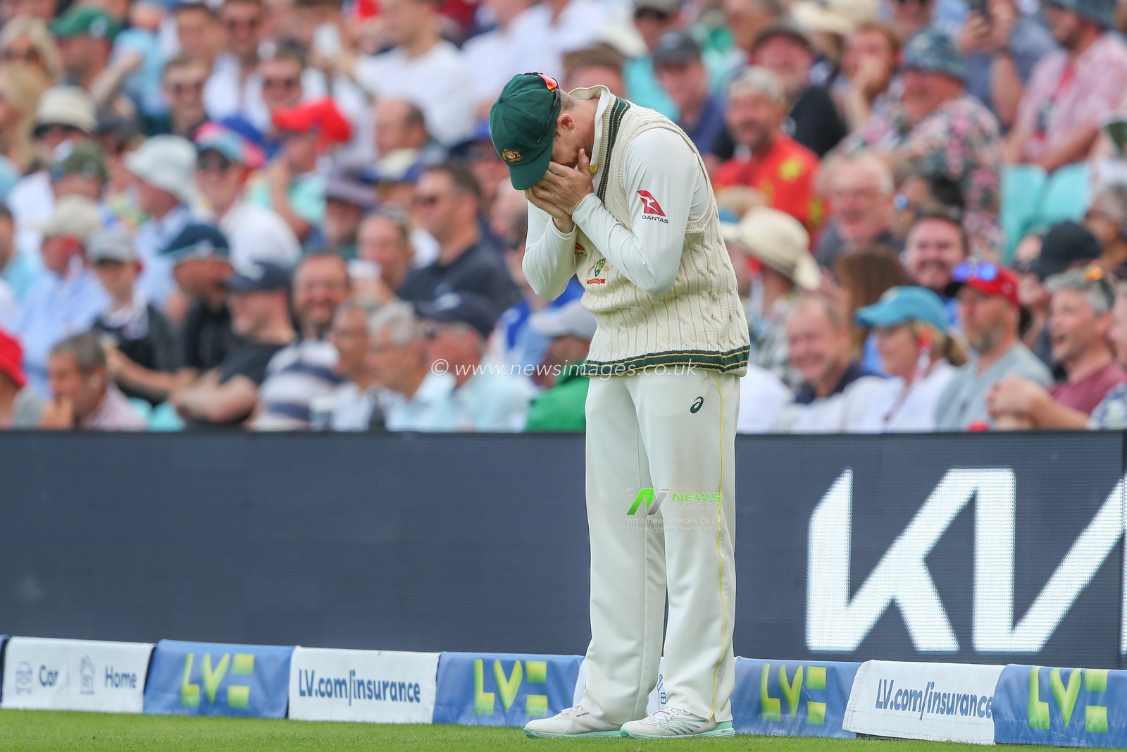 Steven Smith of Australia reacts during the LV= Insurance Ashes Fifth Test Series Day Three match England vs Australia at The Kia Oval, London, United Kingdom, 29th July 2023

(Photo by Gareth Evans/News Images)