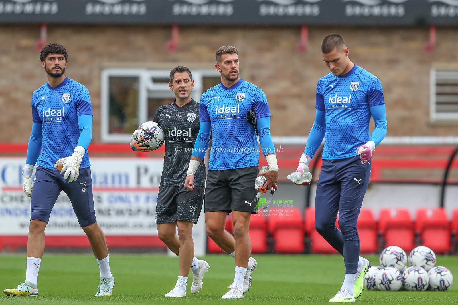 West Bromwich Albion goalkeepers come out to warm up with Marcos Abad West Bromwich Albion goalkeeper coach ahead of the Pre-season friendly match Cheltenham Town vs West Bromwich Albion at The Completely-Suzuki Stadium, Cheltenham, United Kingdom, 18th July 2023

(Photo by Gareth Evans/News Images)