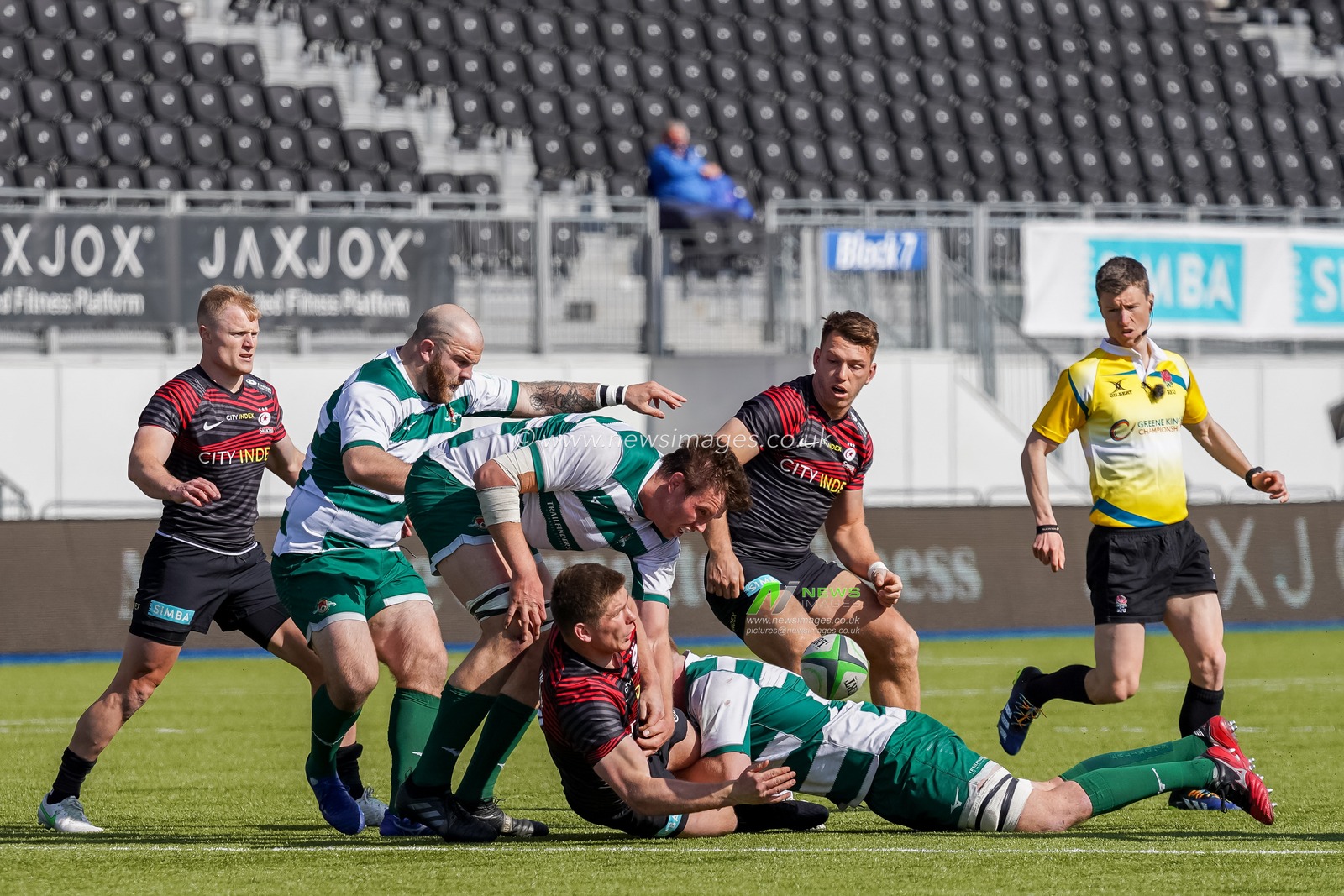 Owen Farrell #10 of Saracens in action