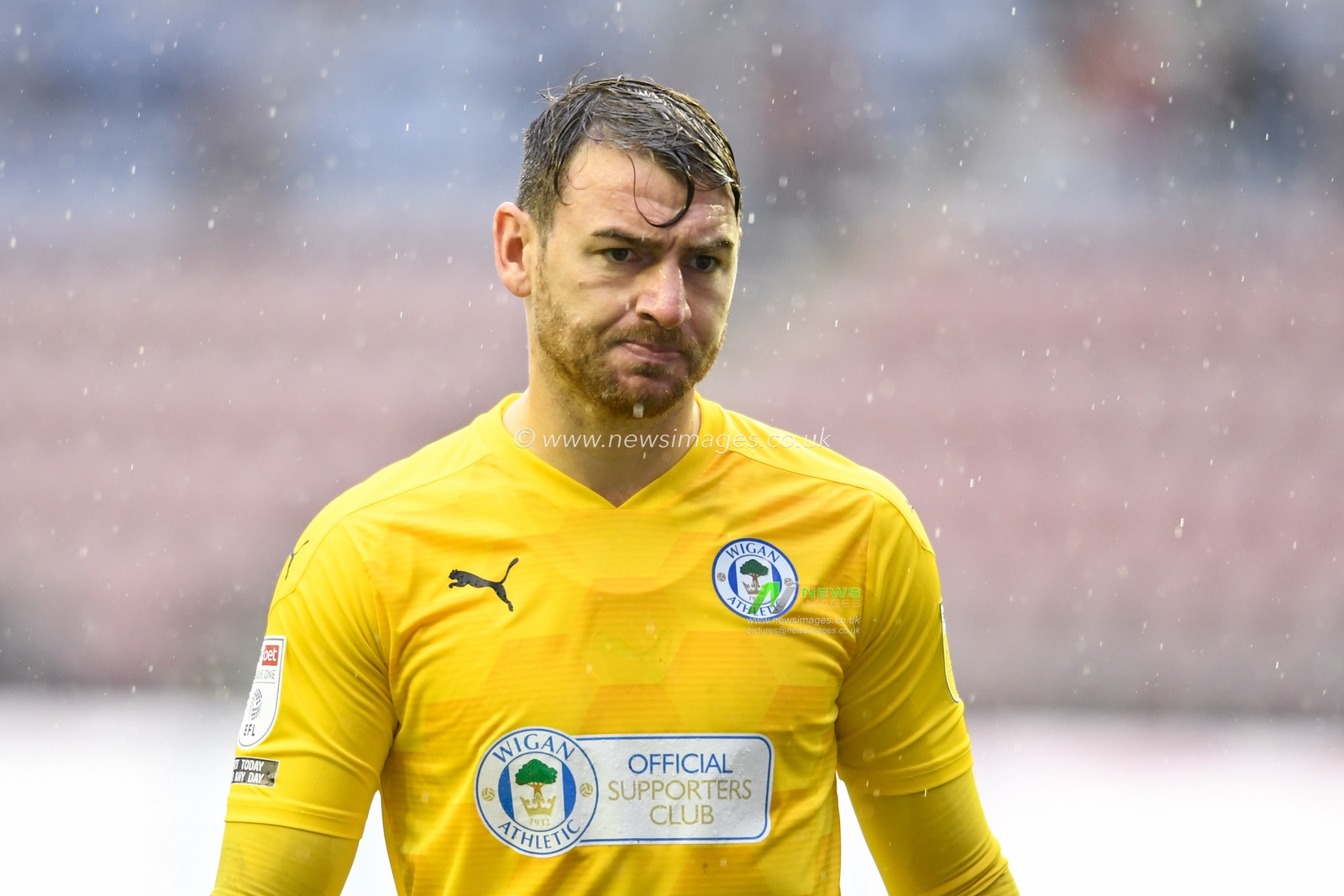 Jamie Jones (1) of Wigan Athletic in action during the game