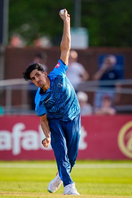 Akif Javed delivers the ball during the Vitality Blast T20 match between Derbyshire Falcons and Durham Cricket at The Central Co-Op County Ground, Derby, United Kingdom on 22 May 2026

(Photo by Maynard Manyowa/News Images)