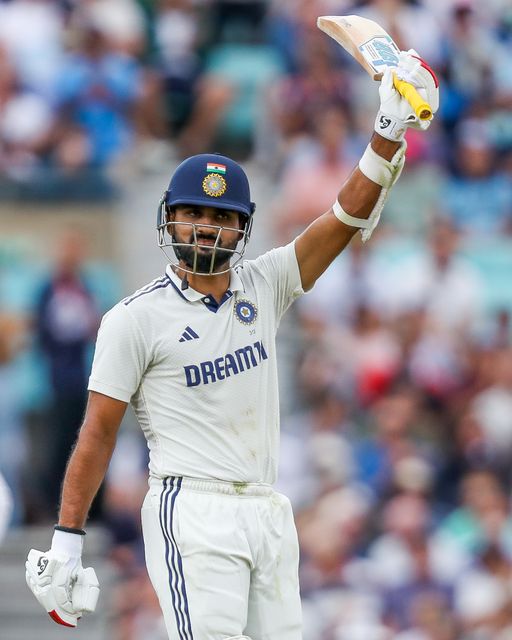 Akash Deep of India celebrates a half century during the 5th Rothesay Test Match Day 3 England vs India at The Kia Oval, London, United Kingdom, 2nd August 2025

(Photo by Izzy Poles/News Images)