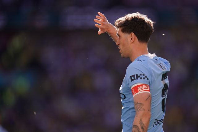John Stones of Manchester City during the Emirates FA Cup Semi-Final match Manchester City vs Southampton at Wembley Stadium, London, United Kingdom on 25 April 2026

(Photo by Harvey Murphy/News Images)