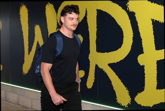 Liam Byrne of Warrington Wolves arrives during the Betfred Super League round 15 match Warrington Wolves vs Leeds Rhinos at The Halliwell Jones Stadium, Warrington, United Kingdom on 18 June 2026

(Photo by Alfie Cosgrove/News Images)