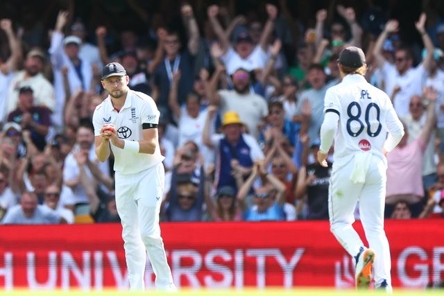 Gus Atkinson of England  celebrates the dismissal of Travis Head of Australia during the NRMA Insurance Ashes Second Test Day 2 Australia vs England at The Gabba, Brisbane Cricket Ground, Brisbane, Australia, 5th December 2025

(Photo by Pat Hoelscher/News Images)

*** GER AUT SUI OUT ***