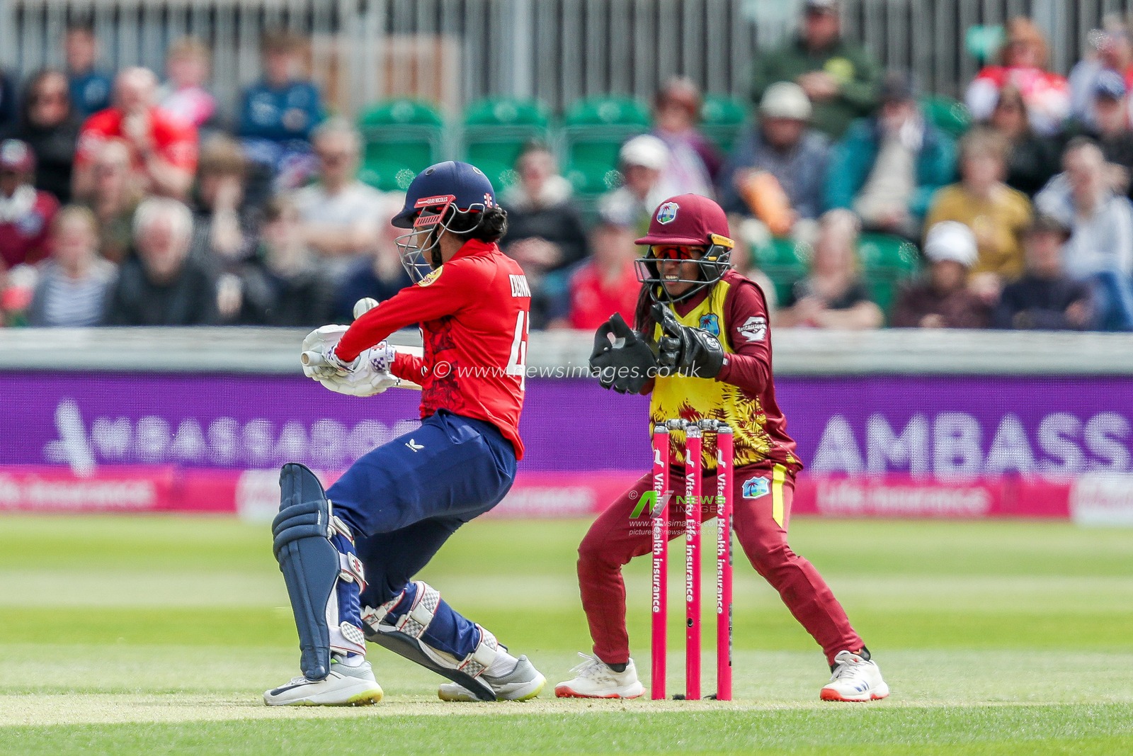 Sophia Dunkley of England Women is caught out by Mandy Mangru of West Indies Women during the 3rd Vitality IT20 Series match England Women vs West Indies Women at The Cloud County Ground, Chelmsford, United Kingdom, 26th May 2025

(Photo by Izzy Poles/News Images)
