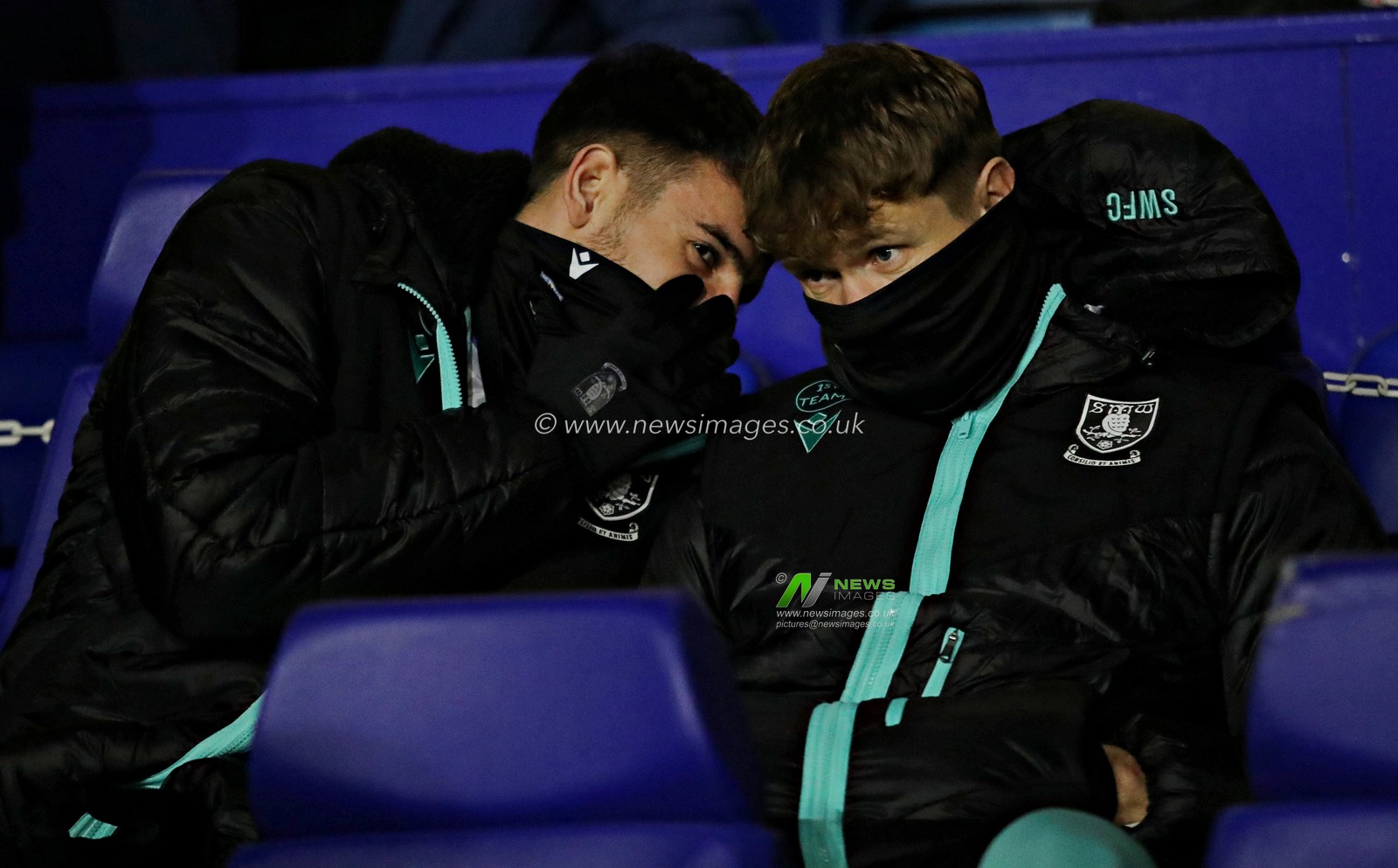 Pol ValentÃ­n of Sheffield Wednesday and Michael Smith of Sheffield Wednesday before the Sky Bet Championship match Sheffield Wednesday vs Blackburn Rovers at Hillsborough, Sheffield, United Kingdom, 10th December 2024

(Photo by Sam Eaden/News Images)
