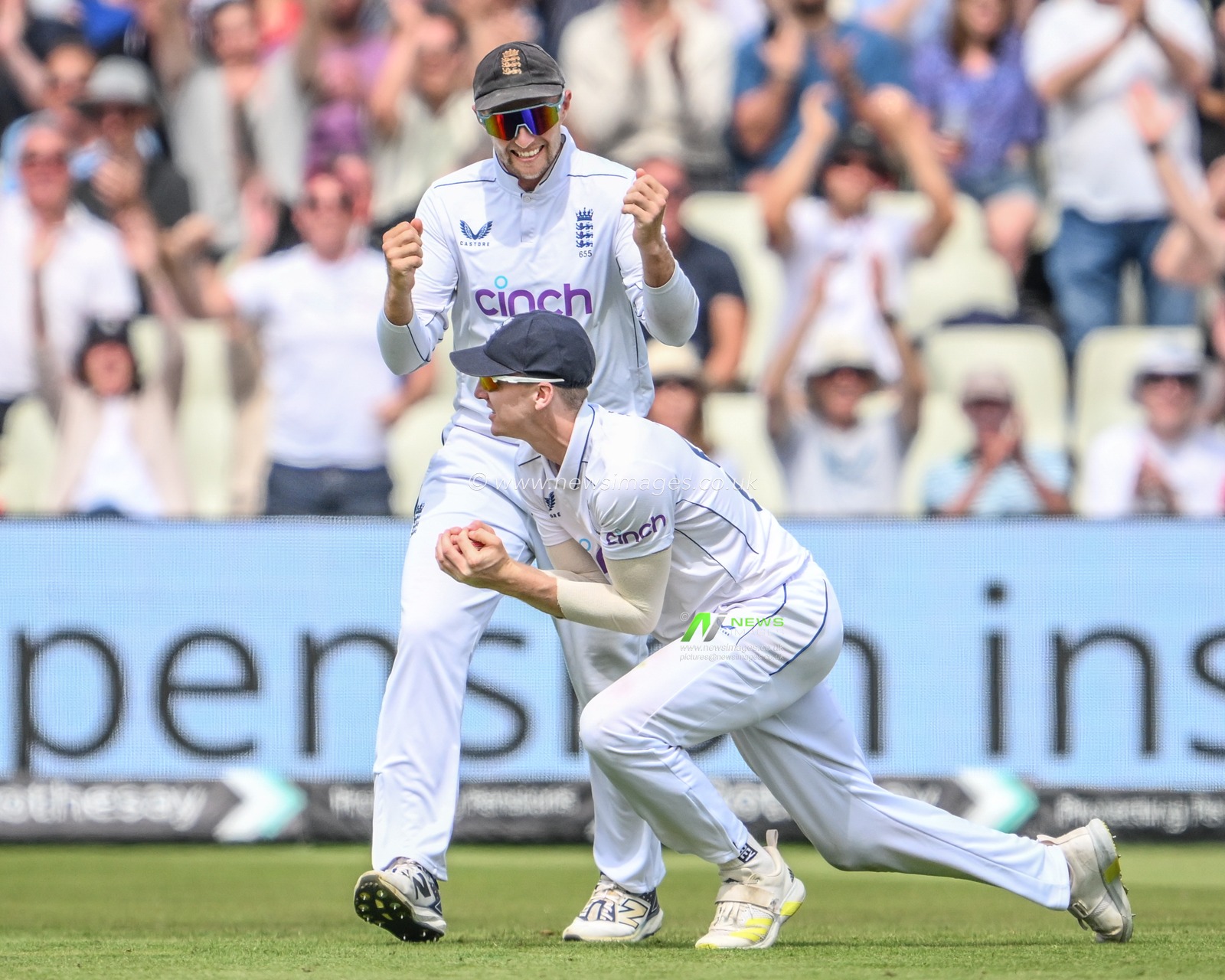 Harry Brook of England catches out Shamar Joseph of West Indies all out during the 3rd Rothesay Test Match Day 3 England vs West Indies at Edgbaston, Birmingham, United Kingdom, 28th July 2024

(Photo by Craig Thomas/News Images)