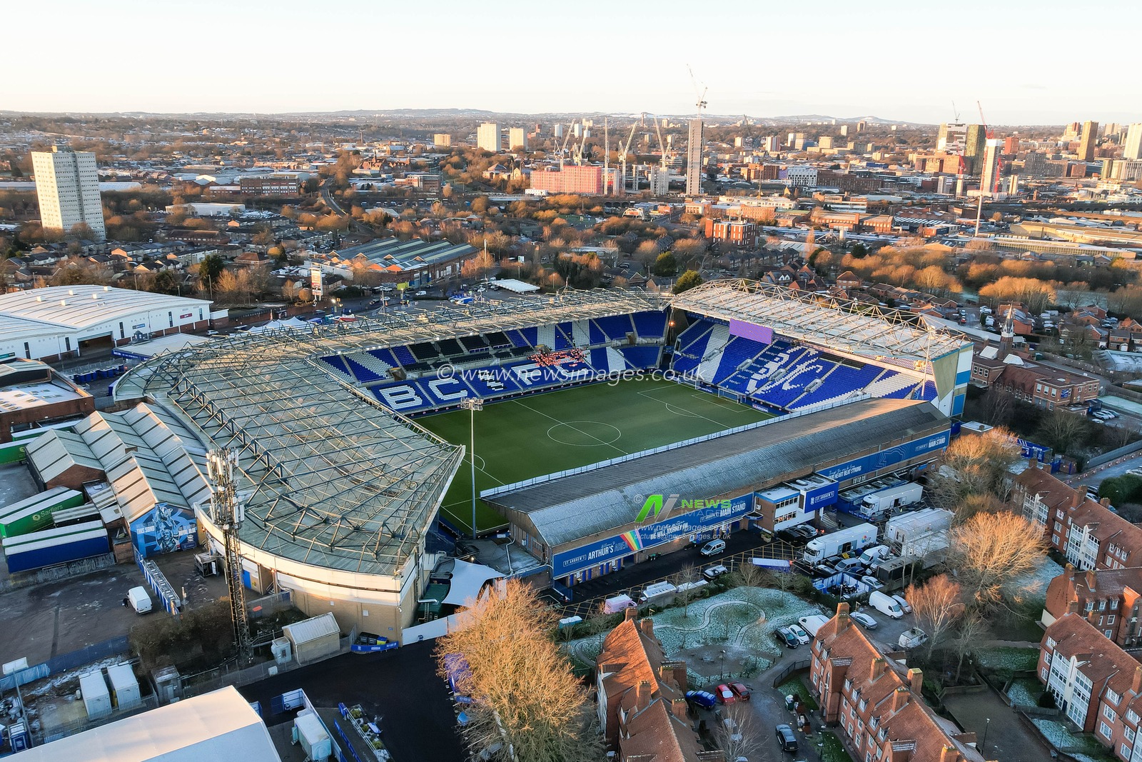 An aerial view of the St. Andrew's Stadium ahead of the Sky Bet Championship match Birmingham City vs Coventry City at St. Andrew's @ Knighthead Park, Birmingham, United Kingdom, 4th January 2026

(Photo by Euan Manning/News Images)

*** GER AUT SUI OUT ***