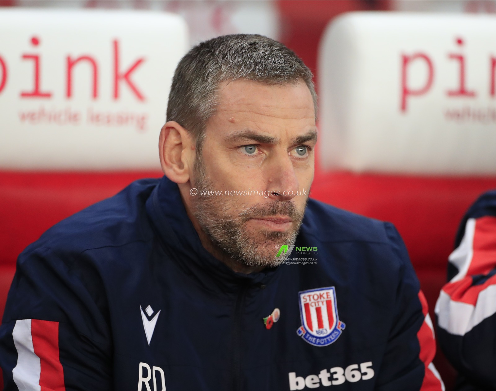 4th November 2019, Bet365 Stadium, Stoke-on-Trent, England; Sky Bet Championship, Stoke City v West Bromwich Albion : Stoke City interim manager Rory Delap takes his place in the dug out

Credit: Conor Molloy/News Images